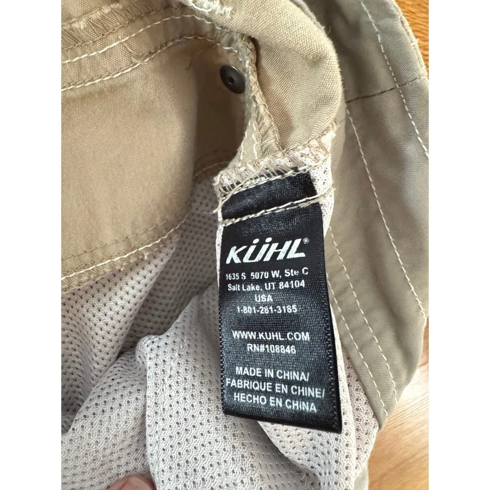 KÜHL Men's 34x30 Khaki Cargo Hiking Pants Vented Knee Crotch Hiking Tactical